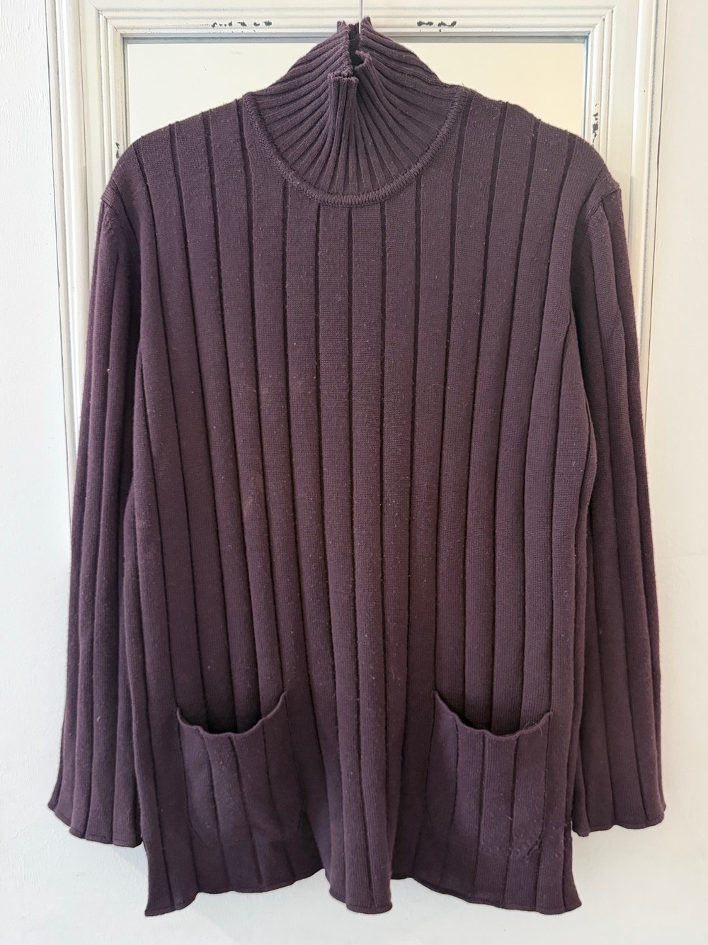 Vintage Henri Bendel Ribbed Tunic-Length Turtleneck Sweater